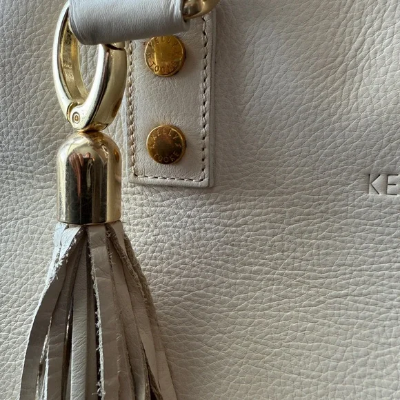 Kelly-Tooke Soho Leather Barrel Tassel Satchel Shoulder BagHandbag Purse Cream